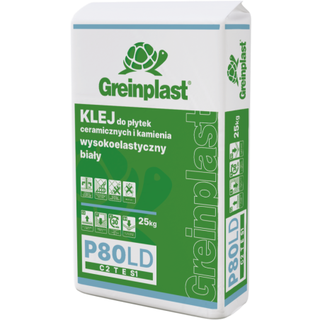 GREINPLAST P 80 LD Klej do płytek ceramicznych i kamienia, wysokoelastyczny, niskopylący, biały